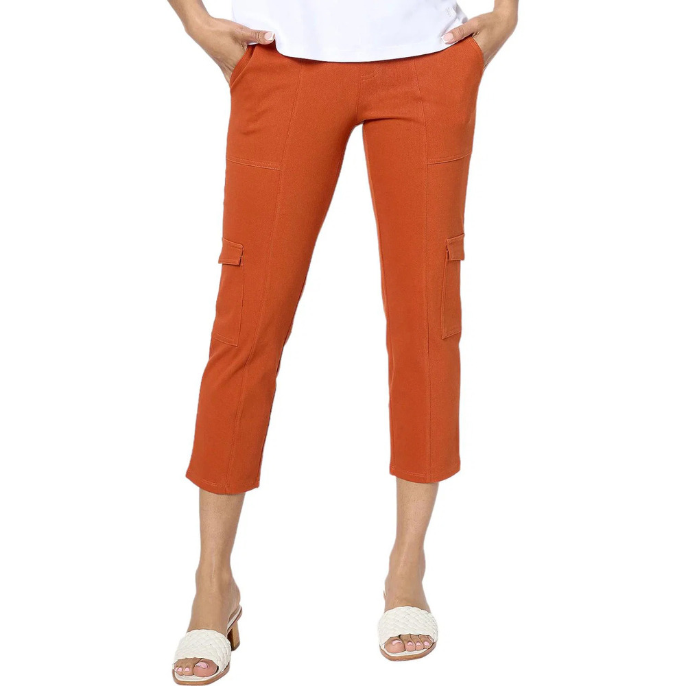 Women With Control Prime Stretch Denim Cargo Crop Pant Hot Spice - Tall
